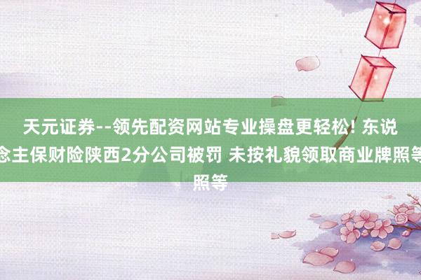 天元证券--领先配资网站专业操盘更轻松! 东说念主保财险陕西2分公司被罚 未按礼貌领取商业牌照等